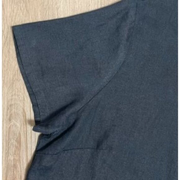 L.L.Bean Linen Navy Shift Dress Sz 18 Coastal Grandmother Quiet Luxury Layering - Picture 5 of 7